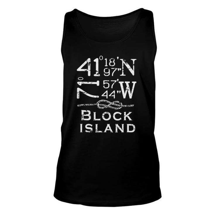 Block Island Latitude And Longitude Coordinates Unisex Tank Top