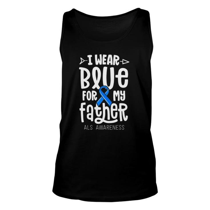 Blue Ribbon For Father Gift Als Awareness Family Cure Unisex Tank Top