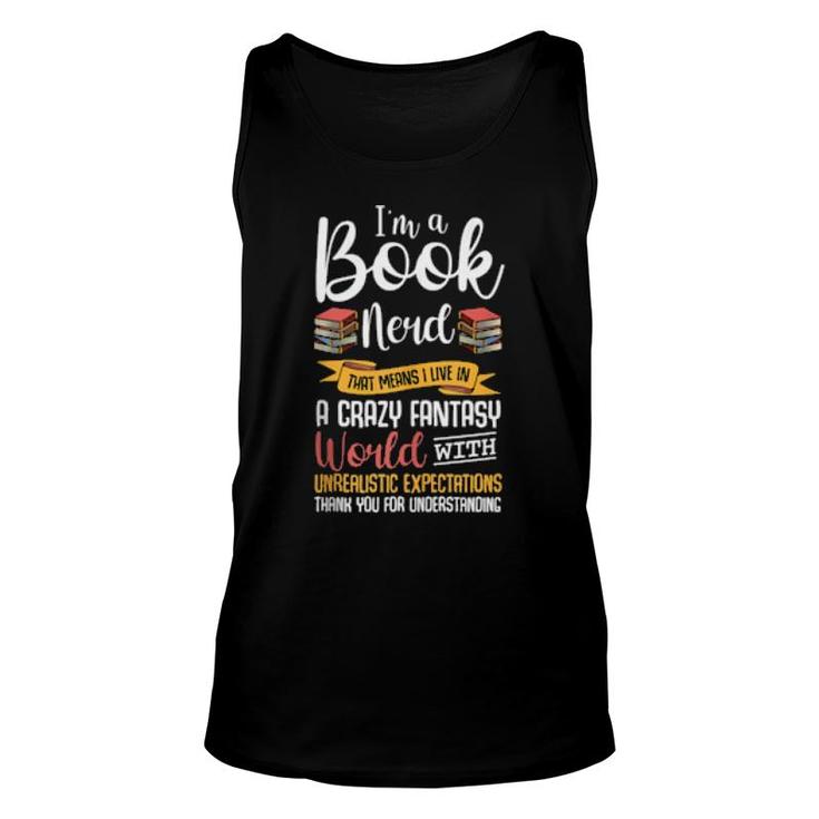 Book Nerd Reading Bookworm Geeky Hobby Passion  Unisex Tank Top