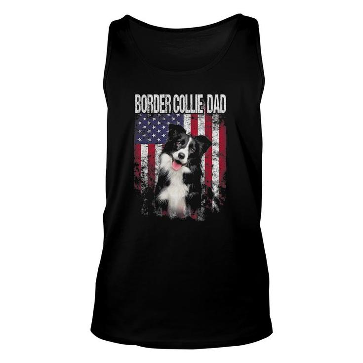 Border Collie Dad With Proud American Flag Dog Lover Gifts Unisex Tank Top