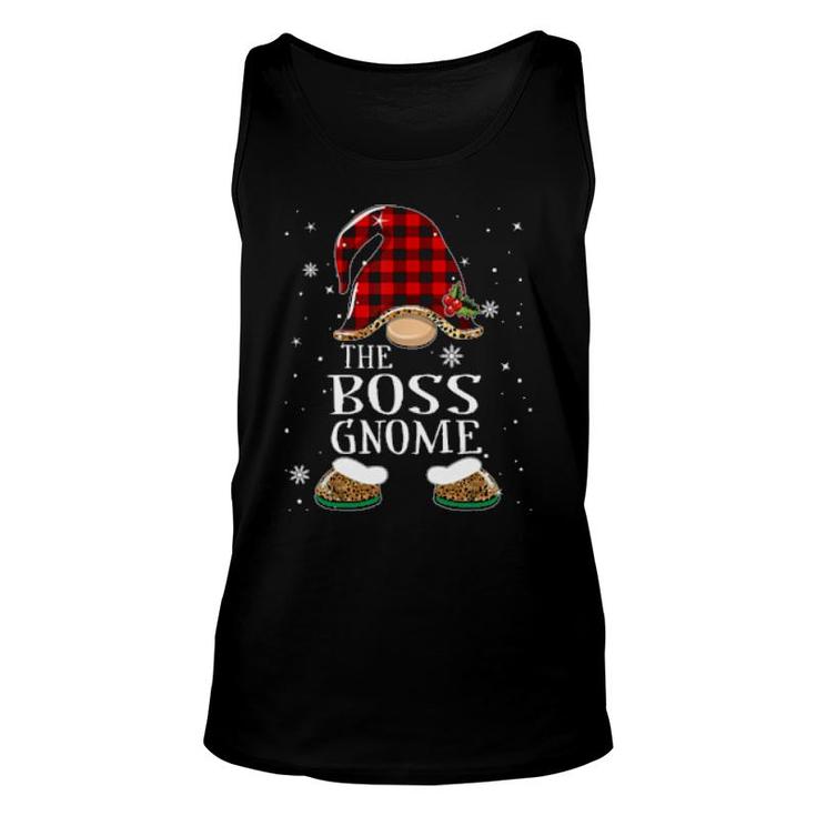Boss Gnome Buffalo Plaid Matching Family Christmas Pajama  Unisex Tank Top