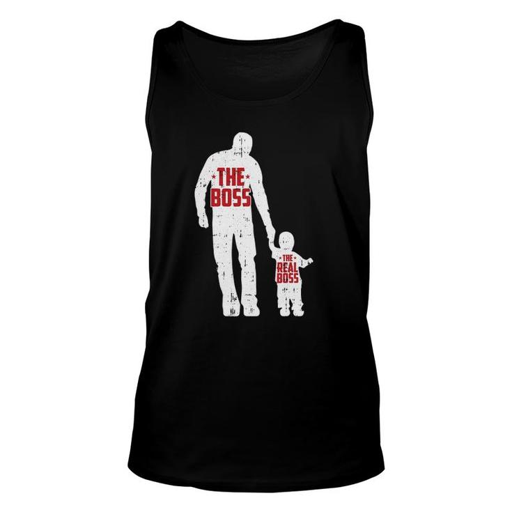 The Boss The Real Boss Father's Day Dad Son Daughter Matching Tank Top