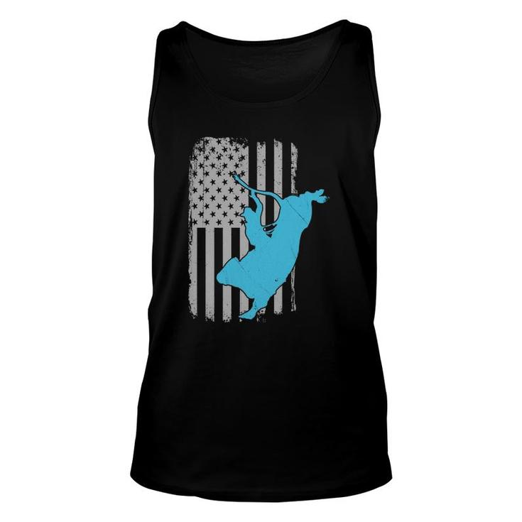 Bull Riding Rodeo Vintage American Flag Unisex Tank Top