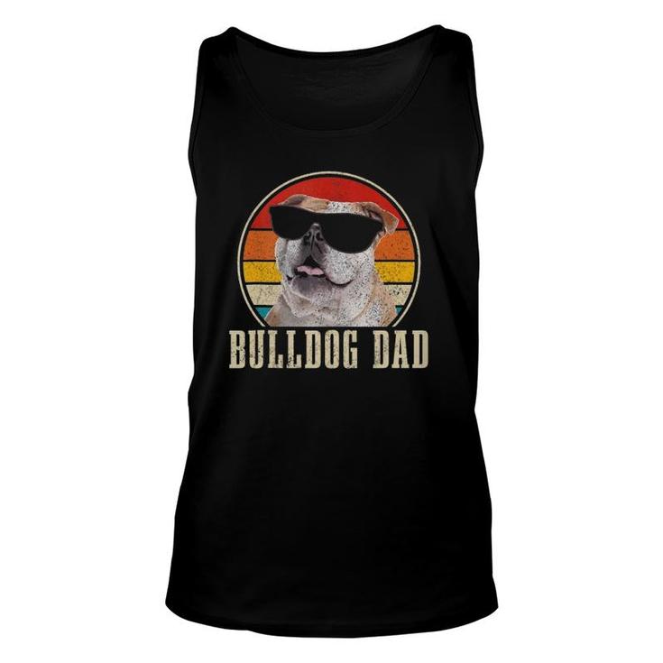 Mens Bulldog Dad Vintage Sunglasses Dog English Bulldog Tank Top