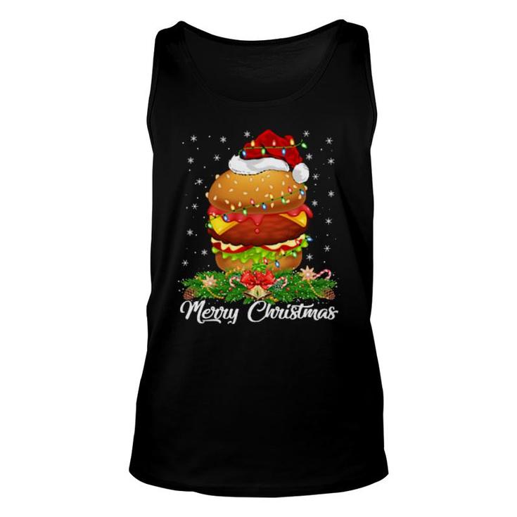 Burger Food Matching Santa Hat Burger Christmas  Unisex Tank Top