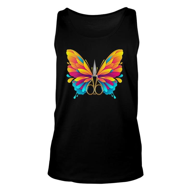 Womens Butterfly Insect Fly Scissors Hairstyle Barber Hairdresser Tank Top