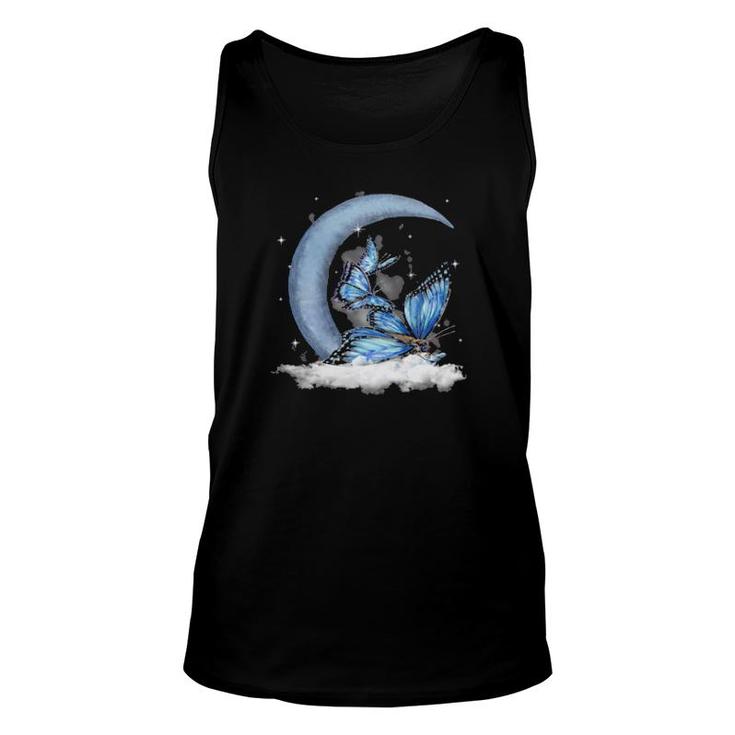 Butterfly Sleeping With Moon, Crescent Moon , Butterfly Sit On The Crescent Moon Tank Top