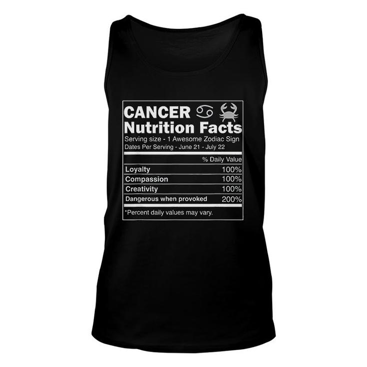 Canker Nutrition Facts Astrology Zodiac Sign Horoscope Unisex Tank Top