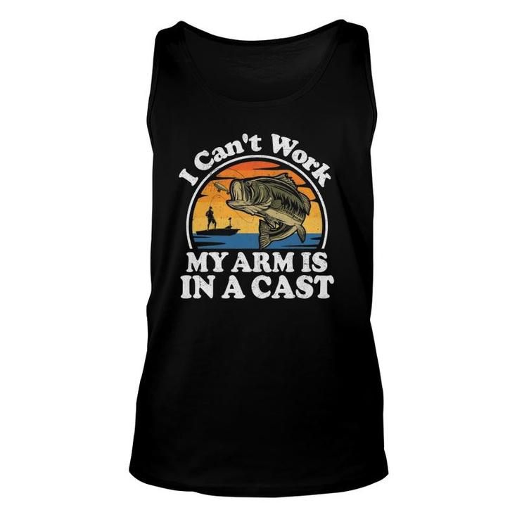 I Can't Work My Arm Is In A Cast Bass Fishing Dad Tank Top