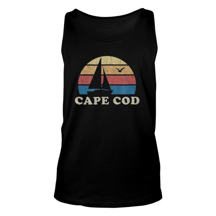 Cape Cod Ma Vintage Sailboat 70S Throwback Sunset Unisex Tank Top