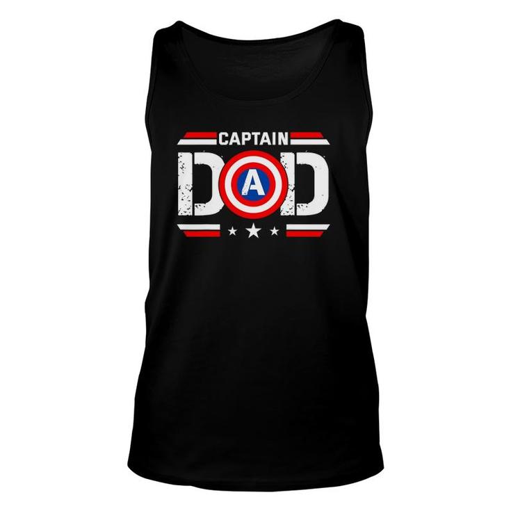 Captain Dad Superhero Funny Men Fathers Day Vintage Dad Unisex Tank Top