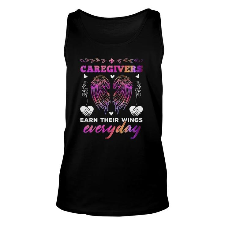 Caregivers Earn Their Wings Everyday Colorful Caregiving Unisex Tank Top