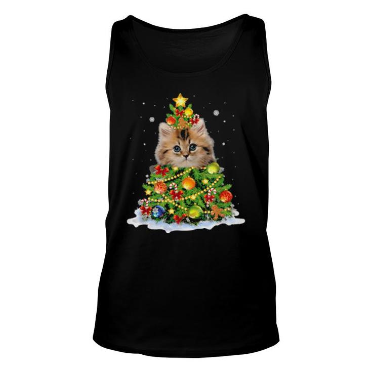 Cat Christmas Tree Ornaments Decor Pajamas Family Xmas  Unisex Tank Top
