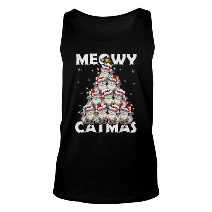 Cat Xmas Matching Meowy Catmas Cat Christmas Tree  Unisex Tank Top