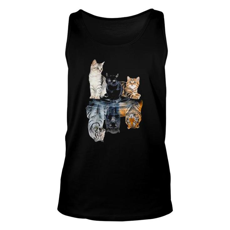 Cats Lover Cat Water Reflection Cats Tigers Unisex Tank Top