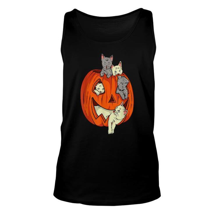 Cats Pumpkin Carved Jack O Lantern Cat Halloween Costume  Unisex Tank Top