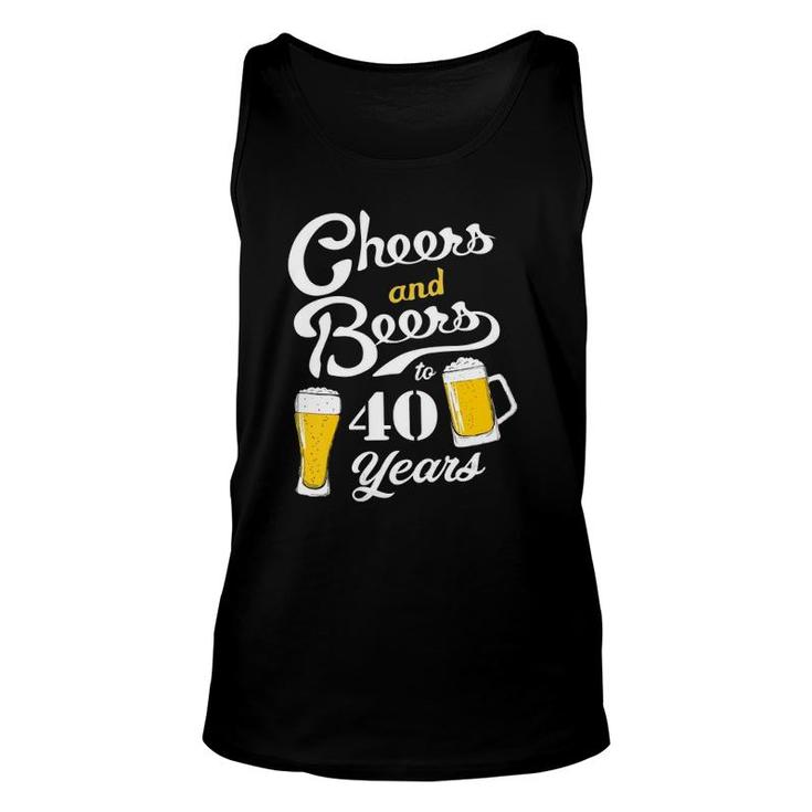 Womens Cheers And Beers To 40 Years 40Th Birthday V-Neck Tank Top