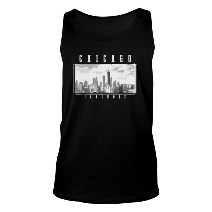 Chicago Illinois Skyline Pride Black & White Vintage Chicago Tank Top