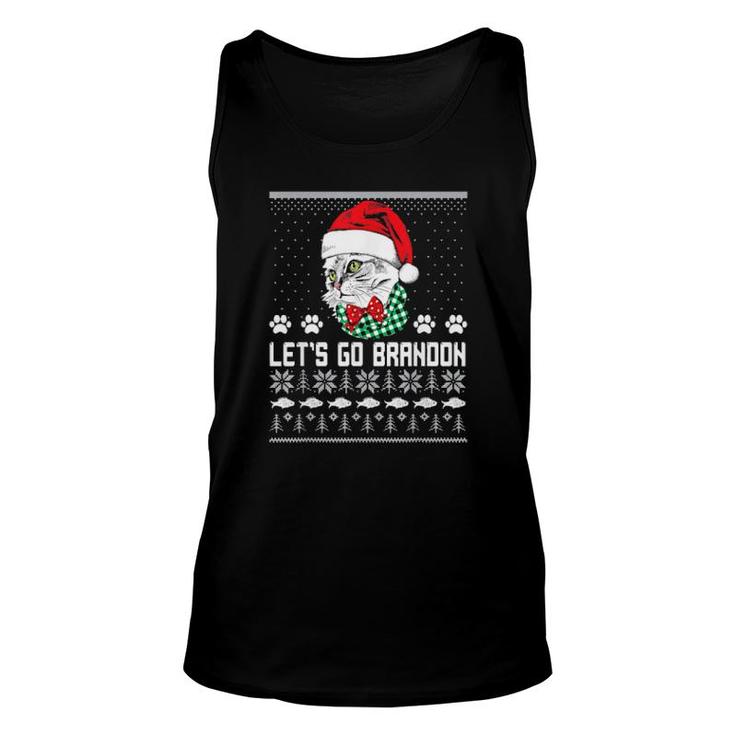 Christmas Cat Let’S Go Brandon Ugly Merry Christmas Unisex Tank Top