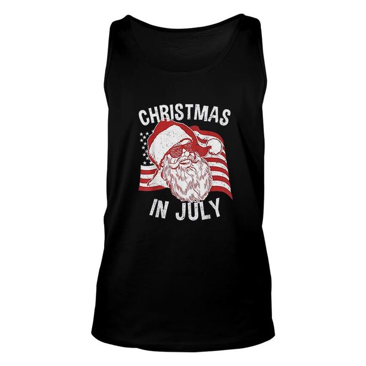 Christmas In July Retro Hipster Santa 4th of July  Unisex Tank Top
