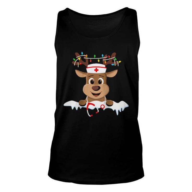 Womens Christmas Nurse Love Nicu Rn Er Santa Reindeer Nurse Hat Elf Tank Top