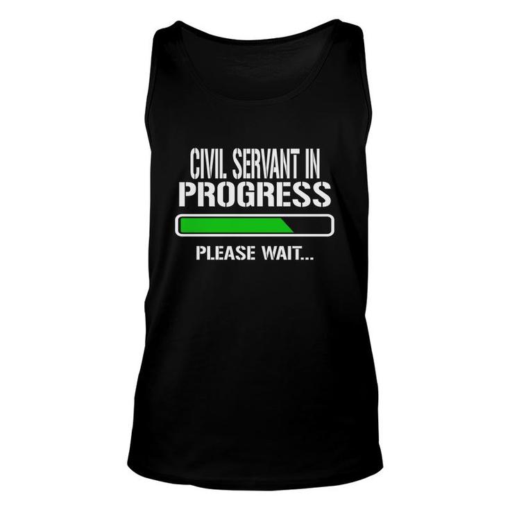 Civil Servant In Progress Please Wait Baby Announce Job Title Tank Top
