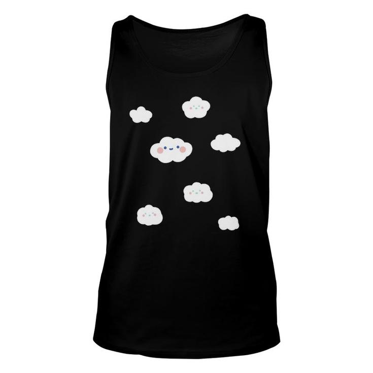 Cloudy Sky Fluffy Smiling Clouds Graphic Unisex Tank Top