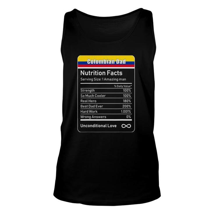 Colombian Dad Nutrition Facts Father's Unisex Tank Top