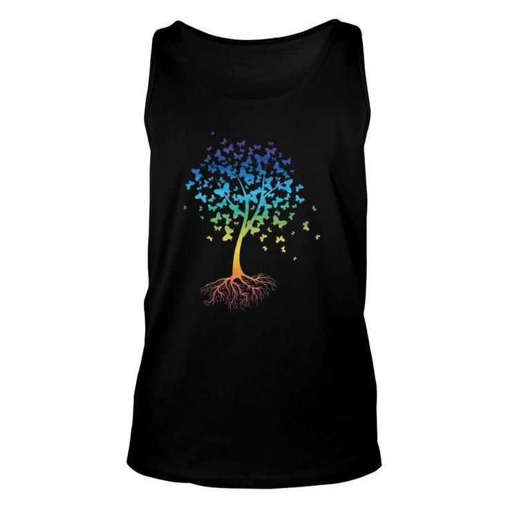 Colorful Butterfly Tree Root Environment Inspiration Unisex Tank Top