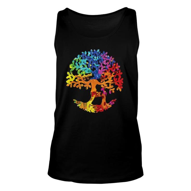 Colorful Life Is Really Good Vintage Tree Art Gift Unisex Tank Top