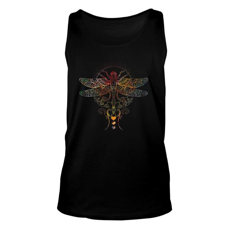 Colorful Mandala Dragonfly Lotus Flower Yoga Tee  Unisex Tank Top