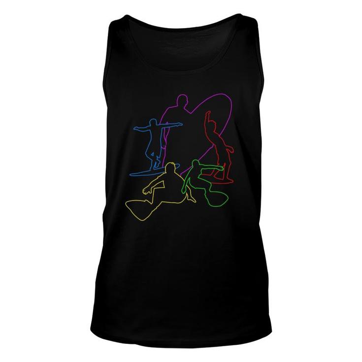 Colorful Wave Surfing Surfer Surf Ride Wakesurf Gift Unisex Tank Top