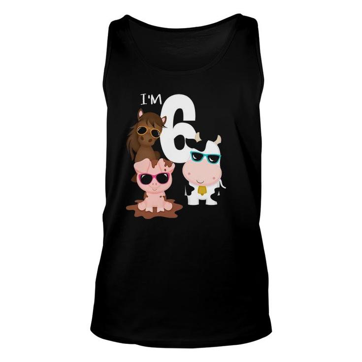 Cool Farm Animals 6Th Birthday Party 6 Years Old Toddler Unisex Tank Top