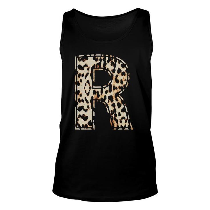 Cool Letter R Initial Name Leopard Cheetah Print Unisex Tank Top
