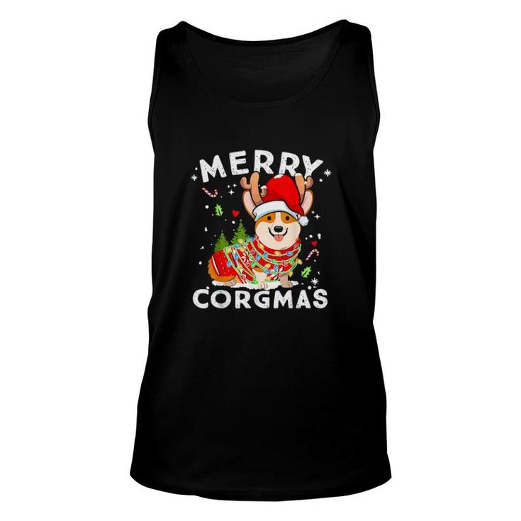 Corgi Dog Reindeer Merry Corgmas Santa Corgi Christmas Unisex Tank Top