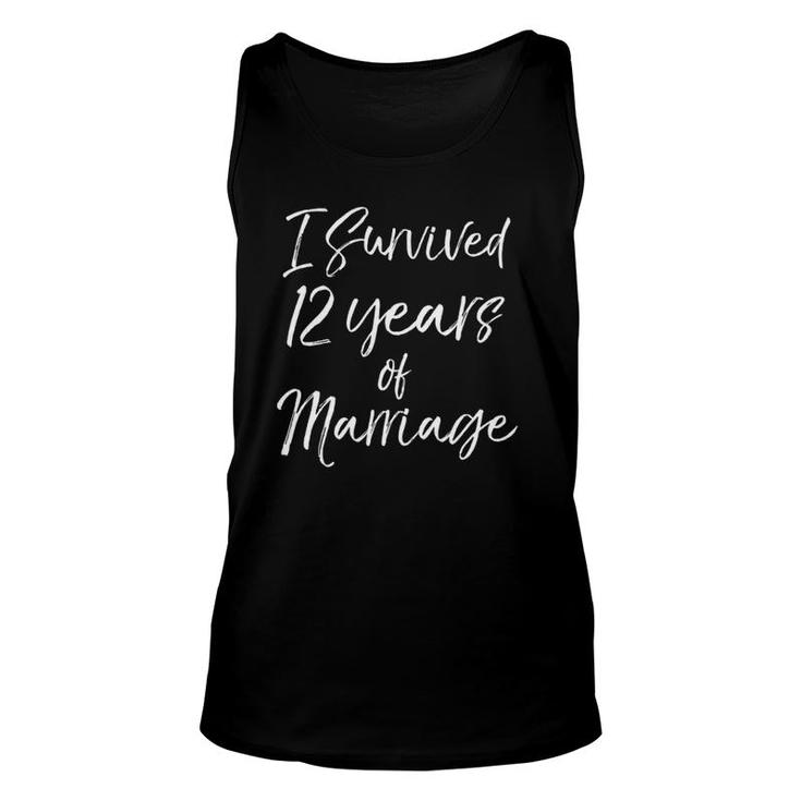 Couple 12Th Anniversary I Survived 12 Years Of Marriage Tank Top
