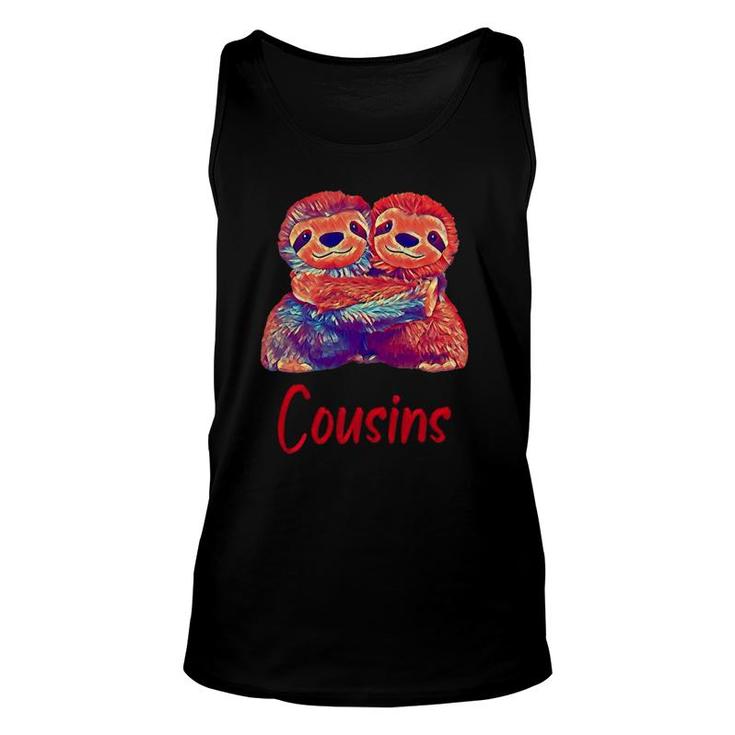 Cousins Two Hugging Sloths Polygon Style Unisex Tank Top