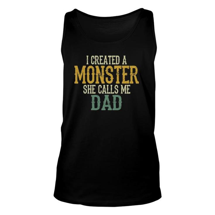 Mens I Created A Monster She Calls Me Dad Vintage Sunset Tank Top