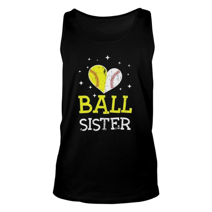 Cute Baseball And Softball Sister Tee Funny Sister Lover Unisex Tank Top