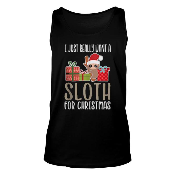 Cute Christmas Sloth I Want A Sloth  Unisex Tank Top
