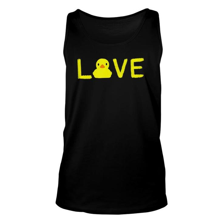Cute 'Love' Yellow Rubber Ducky Duck Graphic Tees Unisex Tank Top