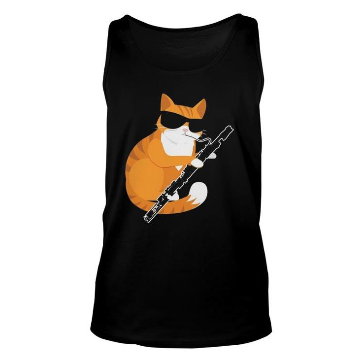 Cute Music Cat Sunglasses Musical Instrument Bassoon Player Unisex Tank Top