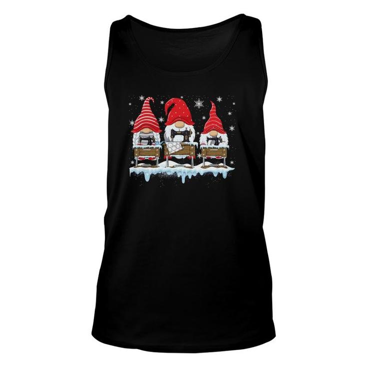 Cute Sewing Gnomes Santa Quilting Xmas Funny Christmas Gift Unisex Tank Top