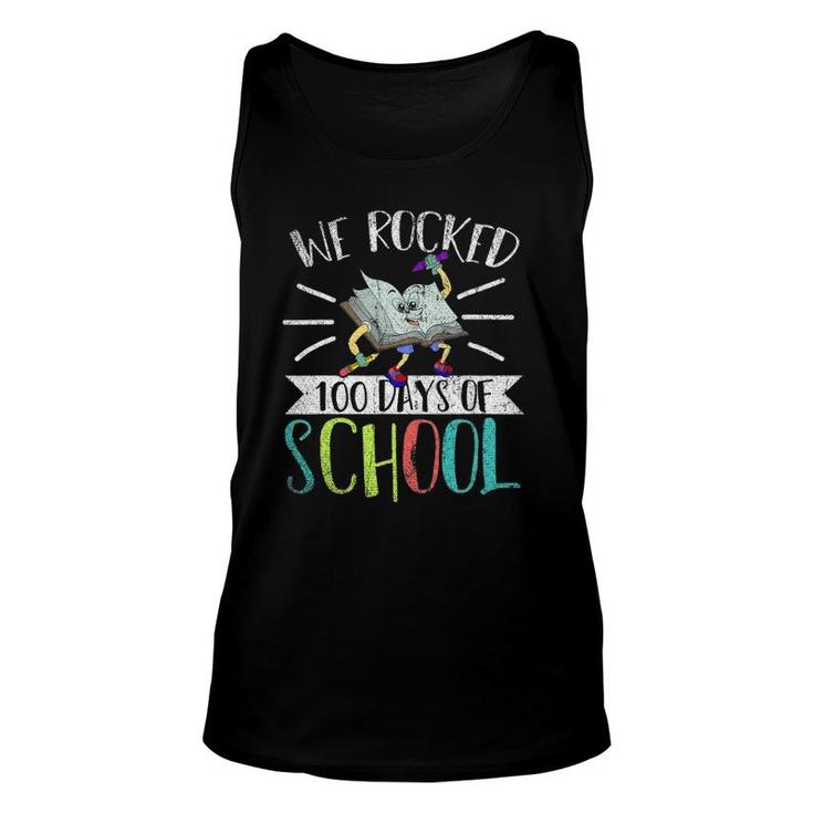 Cute Student Gift Book We Rocked 100 Days Of School Unisex Tank Top