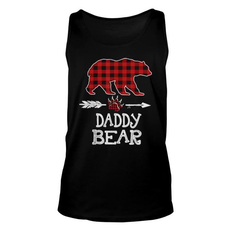 Cutest Dark Red Pleid Xmas Pajama Family Great Daddy Bear  Unisex Tank Top