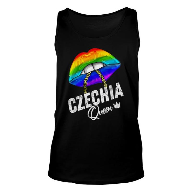 Czechia Lgbtq Gay Pride Flag Lips Rainbow  Unisex Tank Top