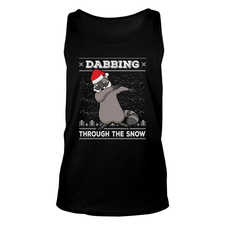 Dabbing Through The Snow Raccoon Dab Unisex Tank Top