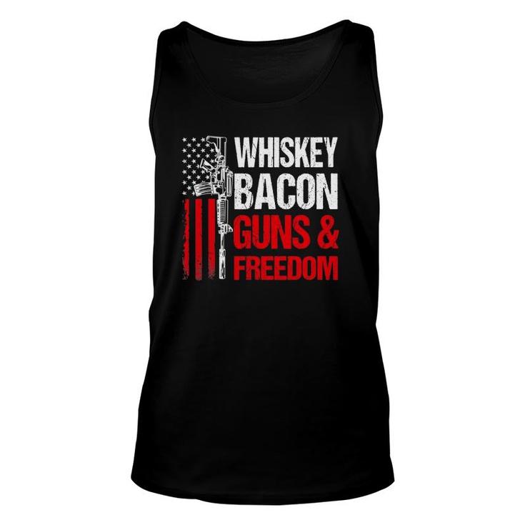 Dad Grandpa Veteran Us Flag Whiskey Bacon Guns Freedom Unisex Tank Top