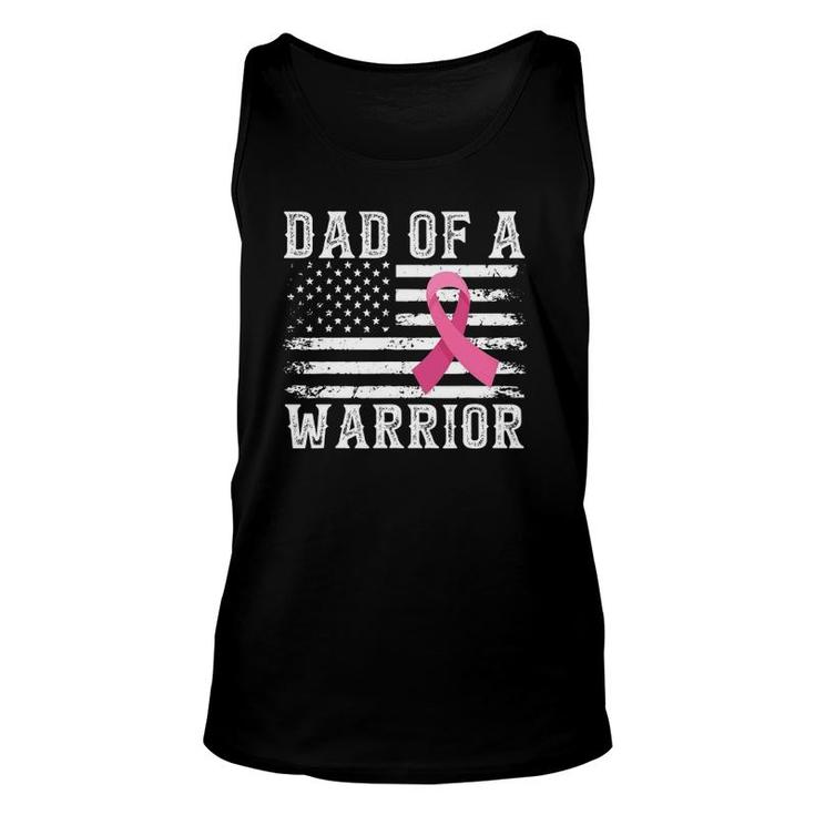 Dad Of Warrior Breast Cancer Usa Flag Pink Ribbon Vintage Unisex Tank Top