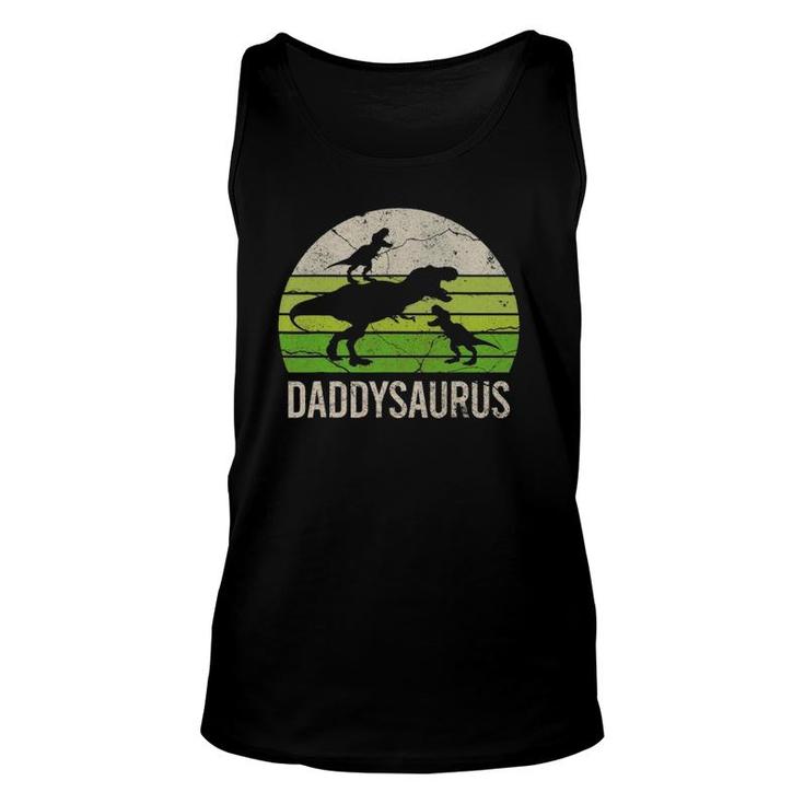 Daddy Dinosaur  Daddysaurus  2 Kid Father's Day Men Unisex Tank Top